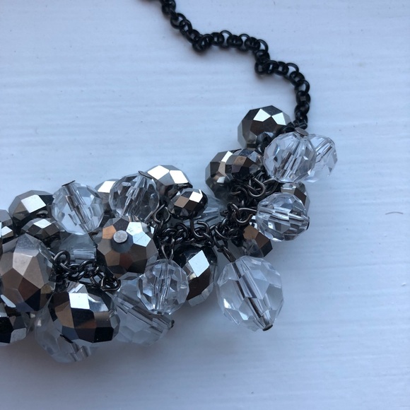 Gunmetal & silver baubles bib necklace - Picture 2 of 6